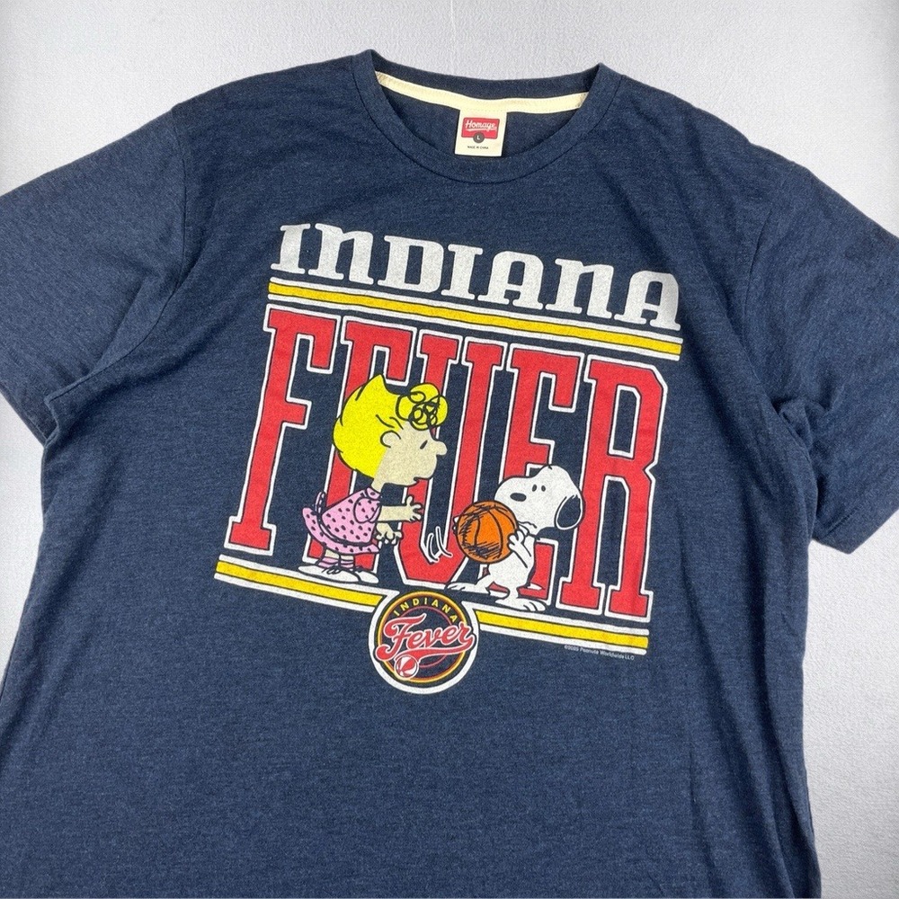 Homage Indiana Fever T-Shirt Mens Large Navy Peanuts Snoopy Sally Basketball